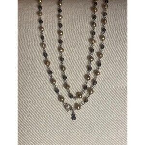 TOUS Authentic Sterling Silver 925 Freshwater Pearls & Smoky Quartz Bear Necklac